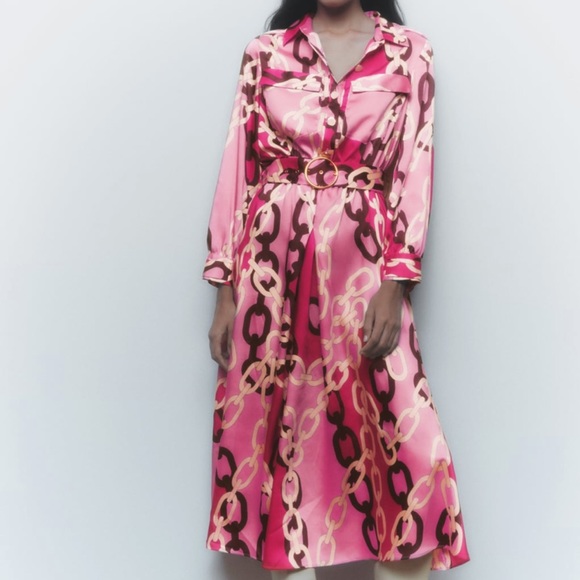 Zara Dresses & Skirts - NWT Zara Chain Printed Shirt Dress